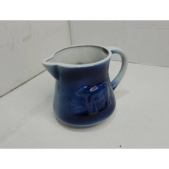 Vintage Victoria Ware Ironstone Flow Blue and White Pitcher Cow - Picture 2 of 6